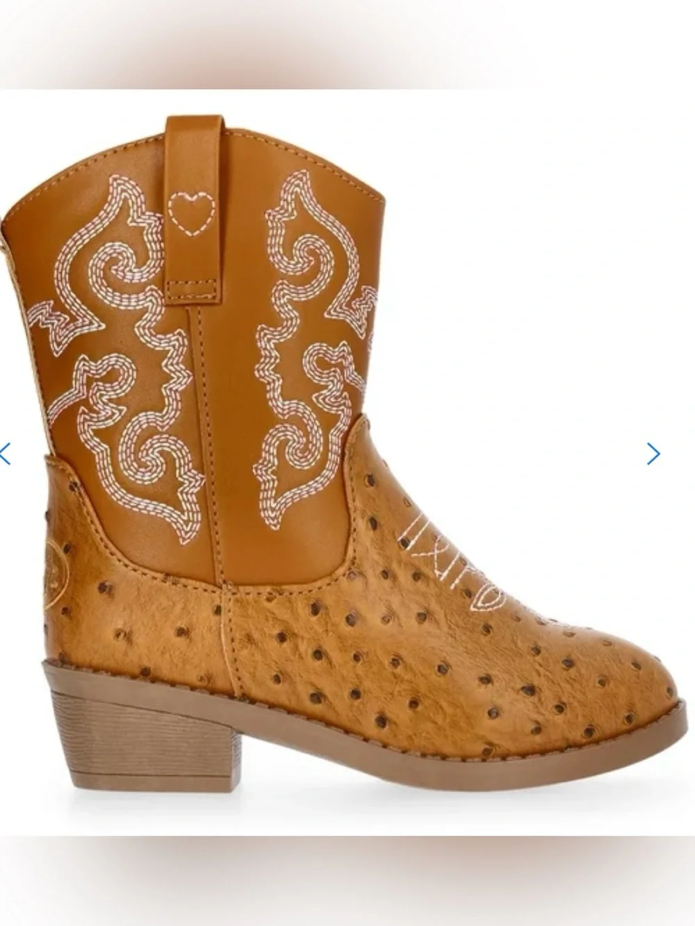 Pawz Youth Girl's Pull-on Brown Stitching Detail Western Cowboy Boots